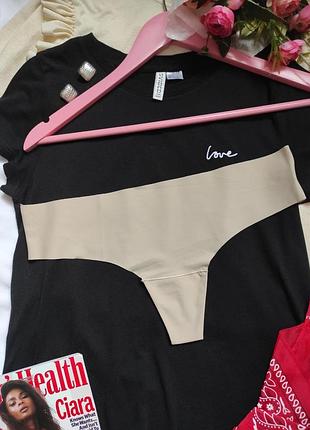 Жіночі трусики стрінги з мікрофібри безшовні тілесного кольору