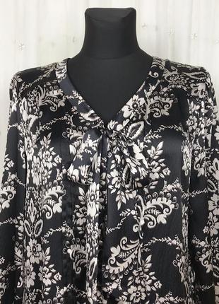 Шелковая блуза с бантом цветочный принт барокко шелк винтаж ретро2 фото