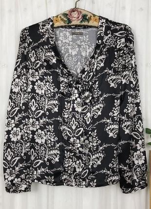 Шелковая блуза с бантом цветочный принт барокко шелк винтаж ретро