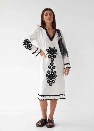Накладний платіж ❤ турецька сукня сорочка міді вишиванка оверсайз1 фото