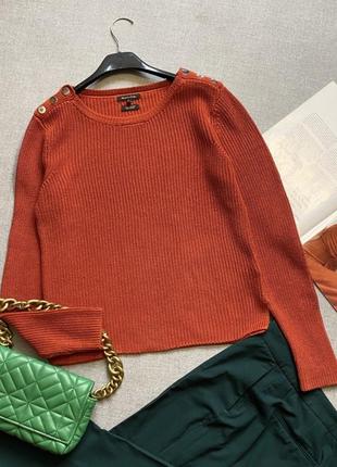 Massimo dutti, оранжевый, кирпичный, терракотовый, свитер, джемпер, кофта, хлопок, коттон, натуральный, премиум класс3 фото