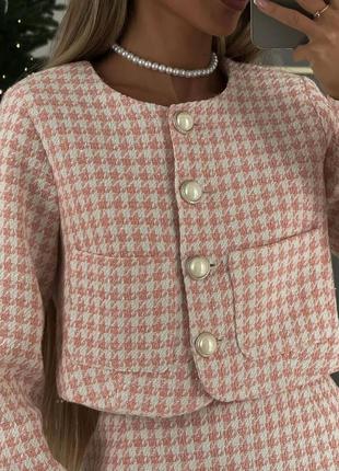 Женский твидовый костюм жакет юбка