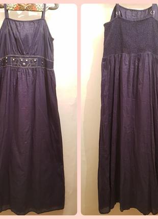 Суперроскошное плаття#сарафае jessica в підлогу бавовна красивого темно-синього кольору3 фото