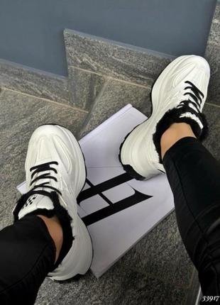 Зимние кроссовки fashion женские белые кроссовки на меху6 фото