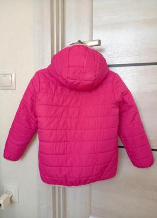 Модная средне-теплая демисезонная деми осенняя курточка весенняя куртка малиновая для девочки 5-6 лет3 фото