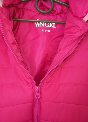Модная средне-теплая демисезонная деми осенняя курточка весенняя куртка малиновая для девочки 5-6 лет8 фото
