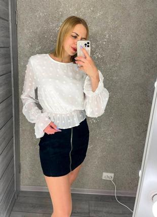 Белая блуза с баской от shein