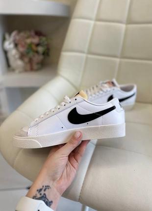 Nike blazer low vintage white black2 фото