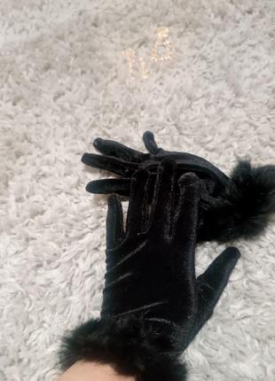 Верюрловые перчатки с пушком 🖤4 фото