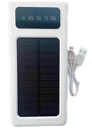 Умб power bank solar 50000mah повербанк 4 в 1 с солнечной панелью, экраном, фонариком white