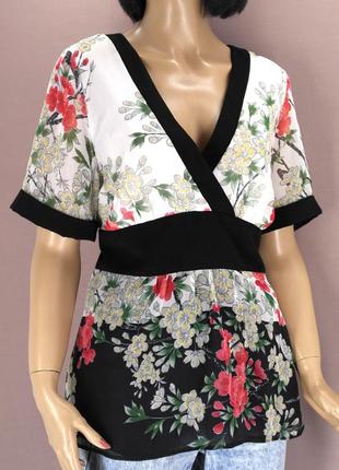 Брендовая красивая блузка "debenhams" с цветочным принтом, uk16.3 фото