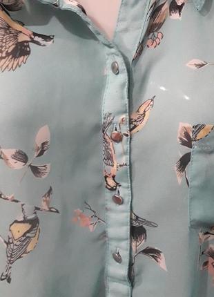 Dorothy perkins  р.14 шифоновая легкая  полупрозрачная блуза   птички
