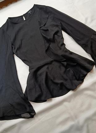 Женская черная блуза блузка с прозрачными рукавами river island5 фото