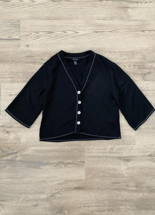 Чорна блуза сорочка з контрастною строчкою new look