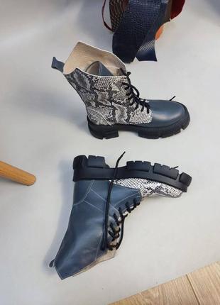 Серые ботинки из эксклюзивной кожи много цветов3 фото
