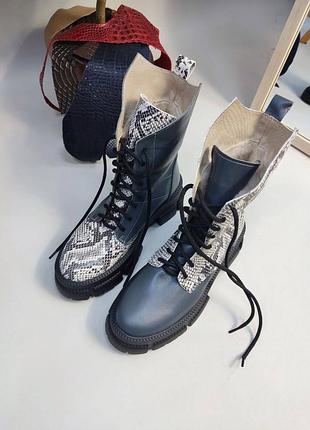 Серые ботинки из эксклюзивной кожи много цветов4 фото