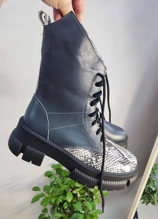 Серые ботинки из эксклюзивной кожи много цветов6 фото