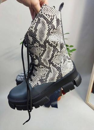 Серые ботинки из эксклюзивной кожи много цветов7 фото