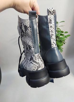 Серые ботинки из эксклюзивной кожи много цветов8 фото