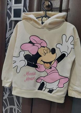 Крутой оригинальный свитшот на флисе с минни маус disney от primark бежевый 4-6 лет3 фото