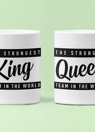 Парні чашки кружки король королева лучшая команда king queen для закоханих білі 330 мл
