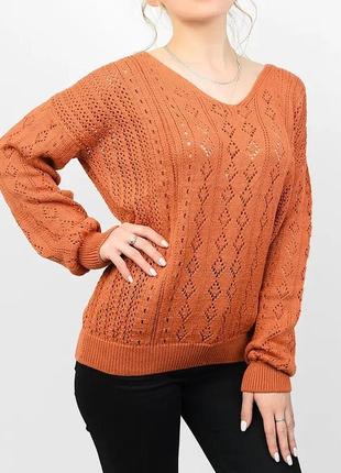 Полушерстяная ажурная кофта свитер джемпер пуловер италия7 фото