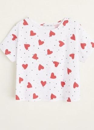 Біла футболка mango / s / червоні серця
