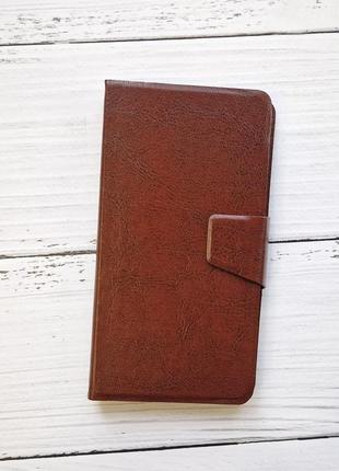 Универсальный чехол-книжка для телефона / смартфона (15х8 см) коричневый