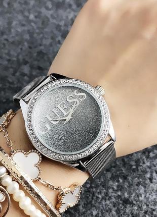 Женские стильные металлические наручные часы, брендовые часы с камушками для девушки guess7 фото