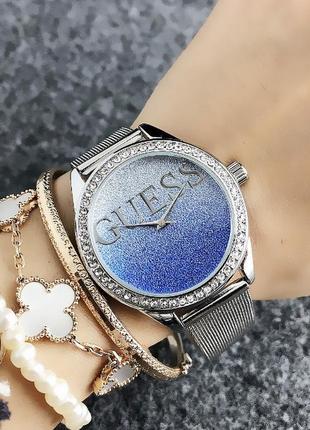 Женские стильные металлические наручные часы, брендовые часы с камушками для девушки guess9 фото