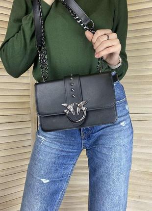 Женская сумка классическая pinko, женская сумочка через плечо с птичками пинко9 фото
