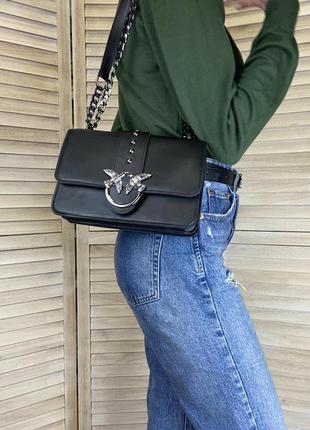 Женская сумка классическая pinko, женская сумочка через плечо с птичками пинко8 фото