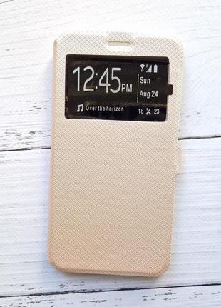 Чехол-книжка для doogee y6 кожаный, с окошком, золотистый