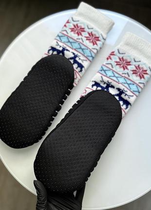 В‘язані домашні тапочки шкарпетки з підошвою з овечої вовни домашние тапочки носки с подошвой домашні тапочки високі носки з підошвою7 фото