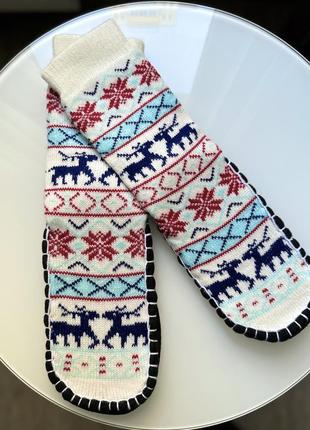В‘язані домашні тапочки шкарпетки з підошвою з овечої вовни домашние тапочки носки с подошвой домашні тапочки високі носки з підошвою