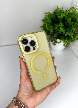 Чохол для iphone matt clear case with magsafe yellow