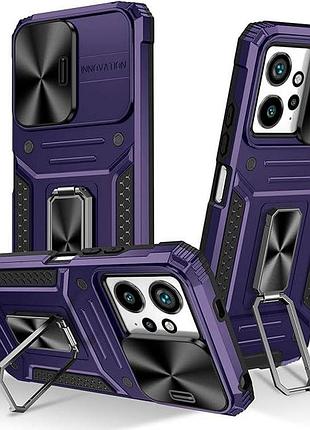 Чехол fiji camera defence для xiaomi redmi note 12 бампер с защитой камеры и подставкой purple