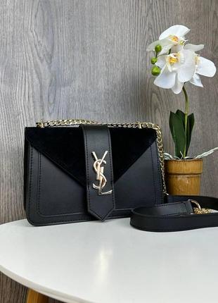 Набор женская сумочка + кожаный ремень ysl, подарочный комплект замшевая сумка и ремень4 фото