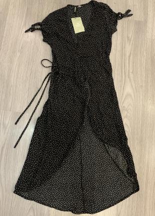 Платье запах в черное в белый горох 46-48 размер h&m divided4 фото