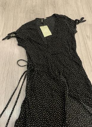 Платье запах в черное в белый горох 46-48 размер h&m divided7 фото