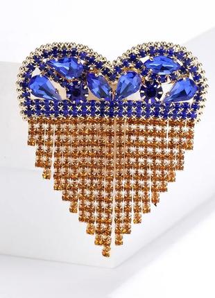 Брошь патриотическая "сердце украины" сине-желтая