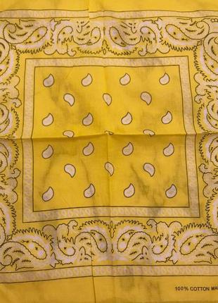 Бандана желтая платок пейсли3 фото