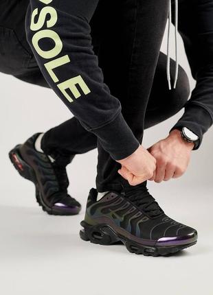 Мужские кроссовки nike air max plus black chameleon, мужские текстильные кеды найк черные, мужская обувь