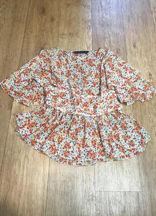 Стильная шифоновая блуза, блузка zara в цветочный принт5 фото