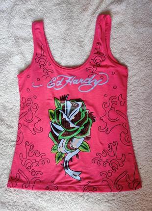 Майка, маечка с цветком в стиле ed hardy