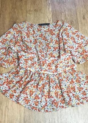 Стильная шифоновая блуза, блузка zara в цветочный принт3 фото
