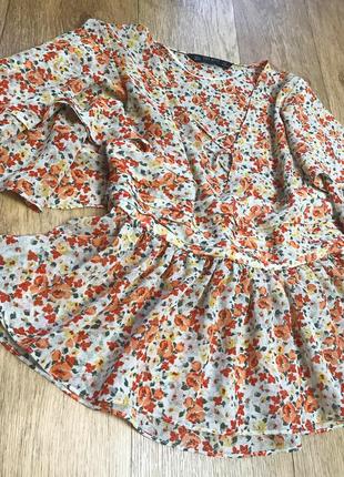 Стильная шифоновая блуза, блузка zara в цветочный принт4 фото