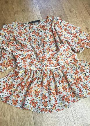 Стильная шифоновая блуза, блузка zara в цветочный принт6 фото