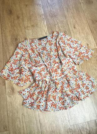 Стильная шифоновая блуза, блузка zara в цветочный принт7 фото