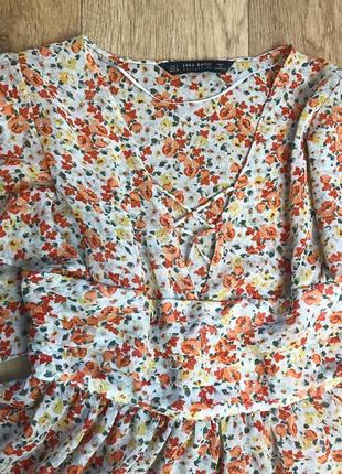 Стильная шифоновая блуза, блузка zara в цветочный принт8 фото